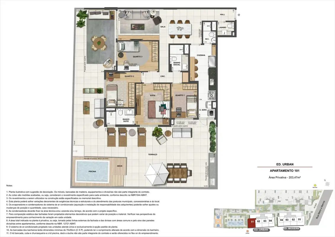 Planta do Apartamento 101 do Ed.Urban