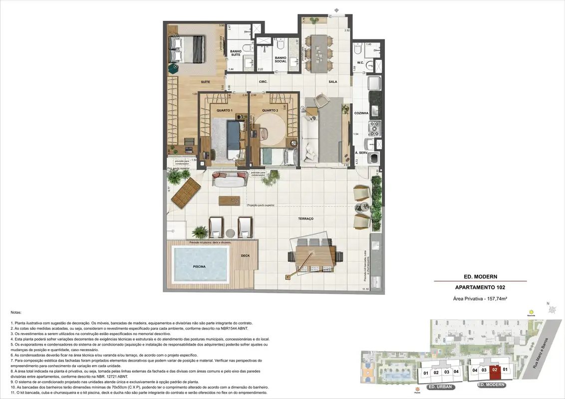 Planta do Apartamento 102 do Ed. Modern