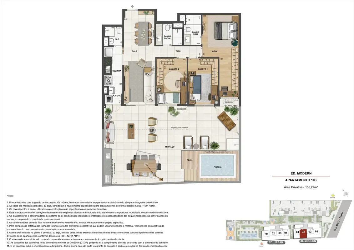 Planta do Apartamento 103 do Ed.Modern