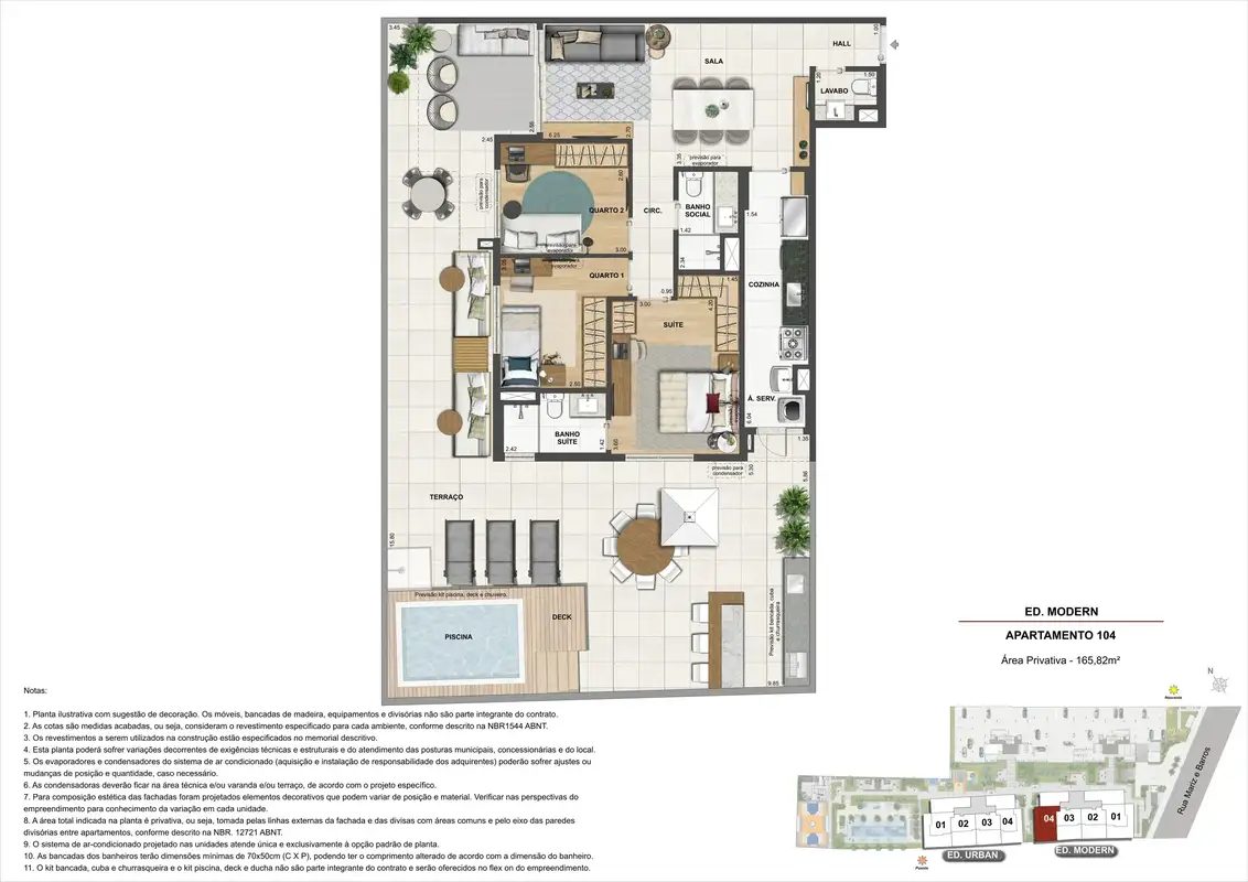 Planta do Apartamento 104 do Ed.Modern
