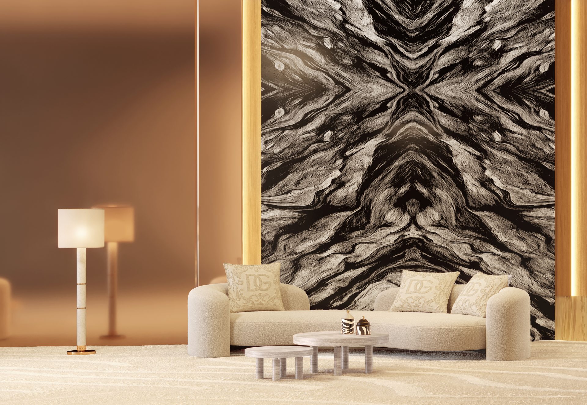 Detalhe do lobby do Capri Cyrela