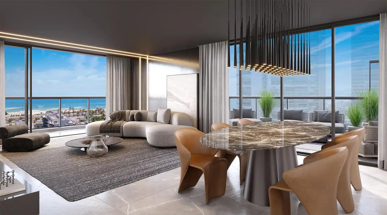 Living decorado com vista mar
