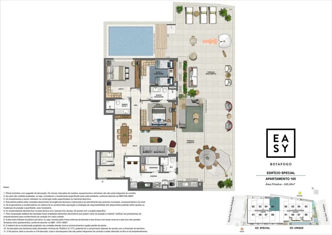 Planta dos Apartamento 105 do Edifício Special