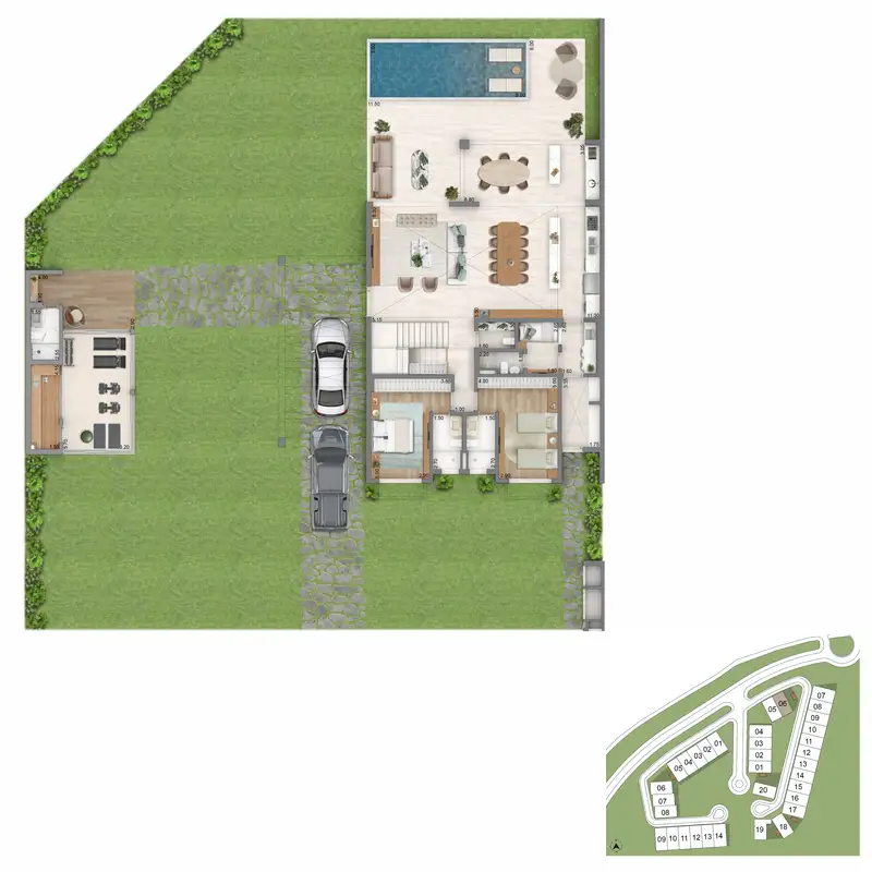 Planta casa com anexo Villa Riviera