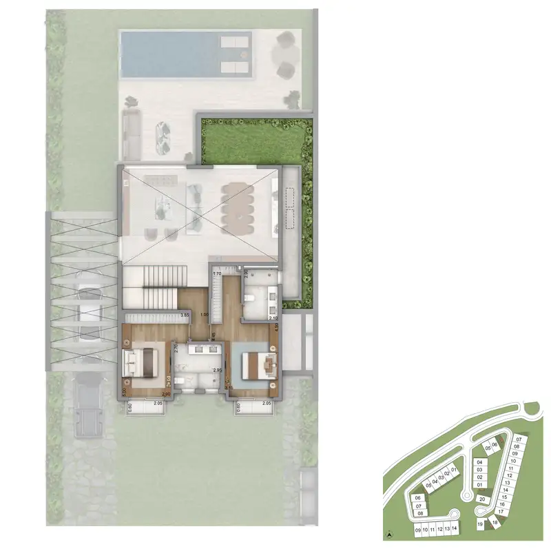 Planta piso superior padrão Villa Riviera