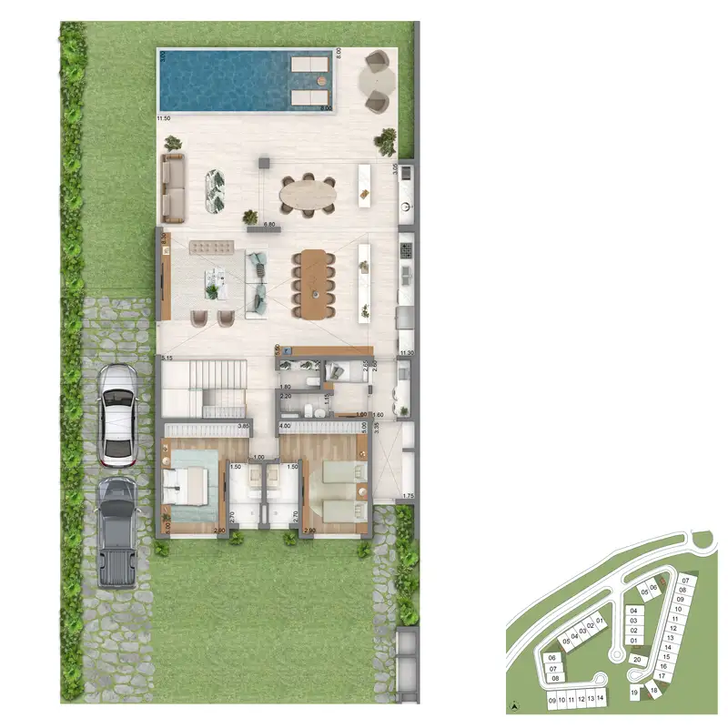 Planta térreo padrão Villa Riviera