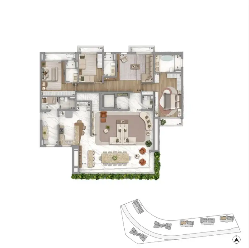Planta duplex inferior opção Portofino & Sardegna