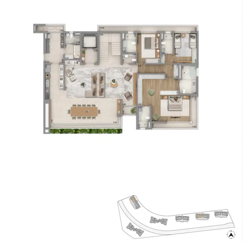 Planta duplex inferior opção Taormina & Positano