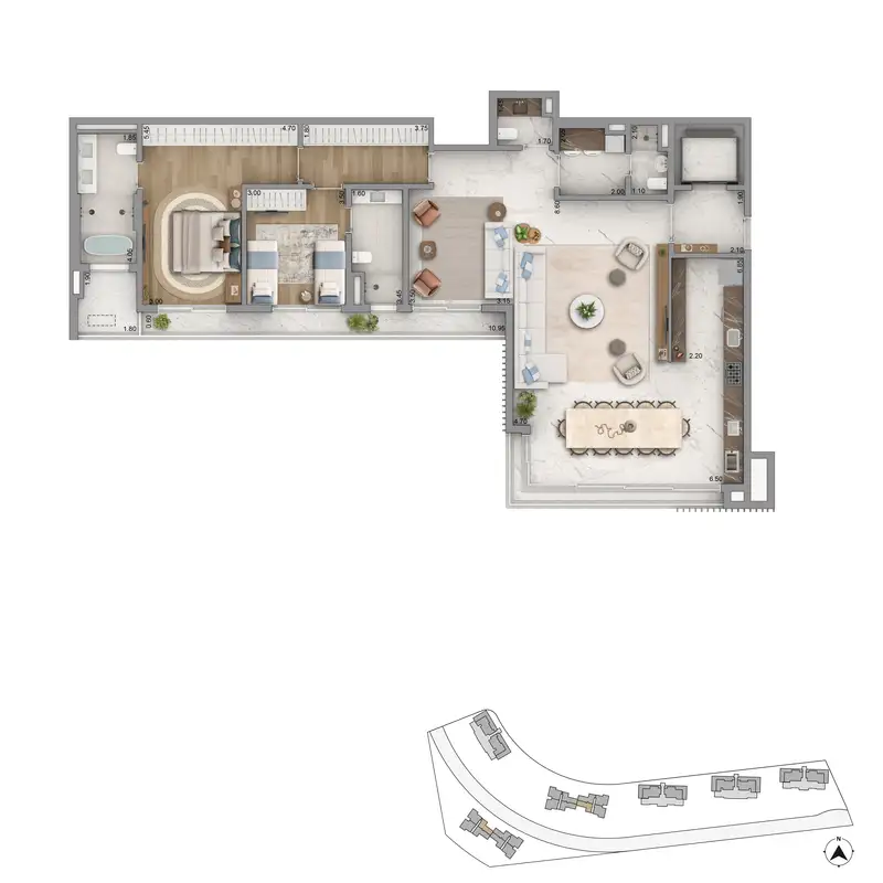 Planta tipo 170m2 opção 2 Amalfi & Puglia