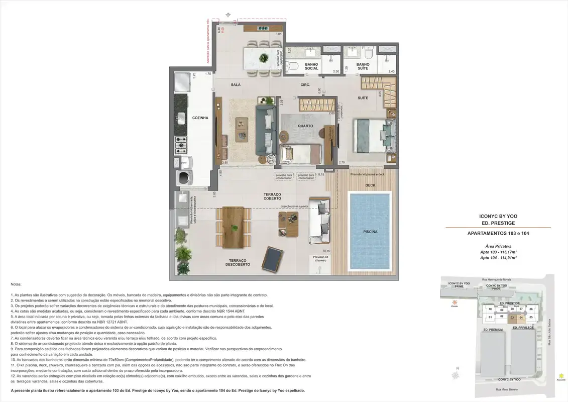 Planta ilustrativa · Garden 2 quartos, 1º andar, 115m²