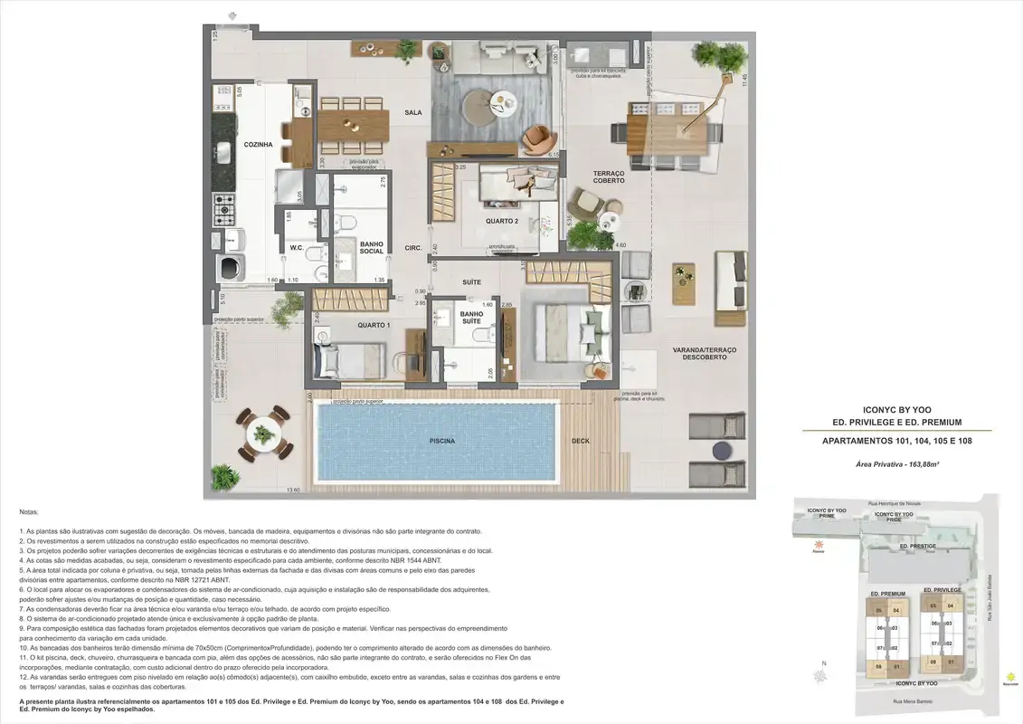 Planta ilustrativa · Garden 3 quartos, 1º andar, 163m²