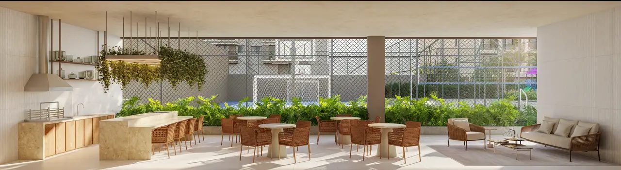 Ilustração artística da churrasqueira gourmet, ON RESORT Cidade Jardim