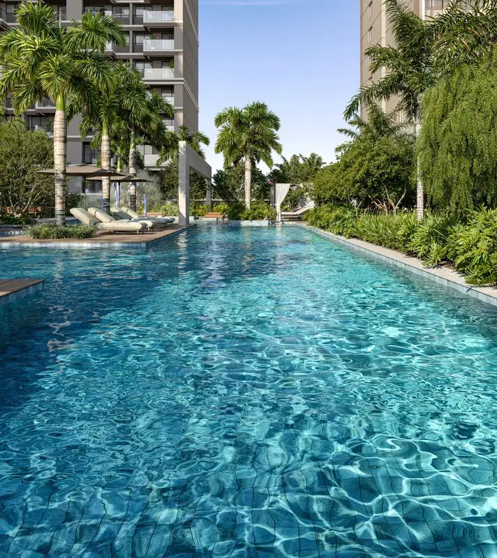 Ilustração artística da piscina de raia de 25m, ON RESORT Cidade Jardim