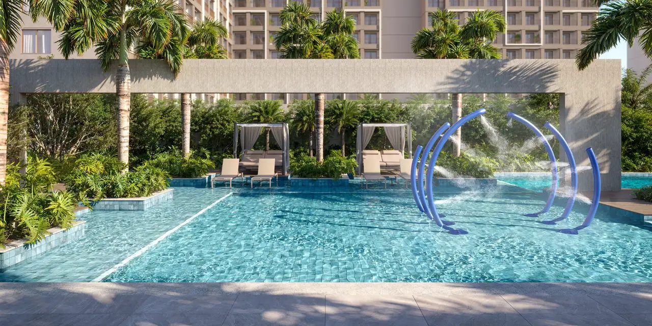 Ilustração artística da piscina infantil, ON RESORT Cidade Jardim