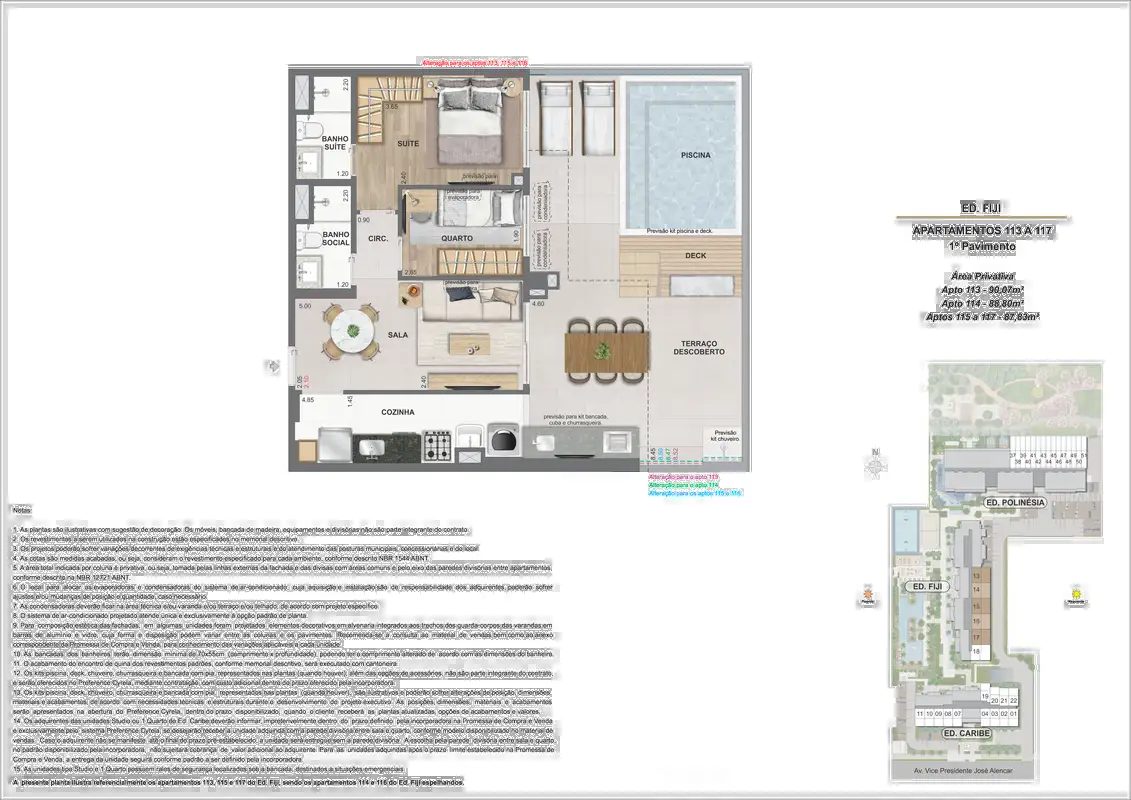 Garden Ed. Fiji, 2 quartos, 90m², com piscina privativa