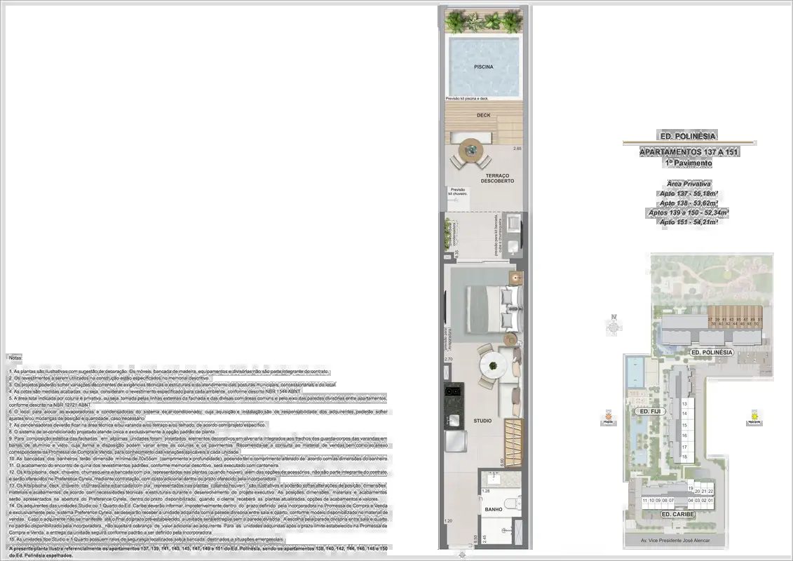 Garden Ed. Polinésia, studio, 52m², com piscina privativa