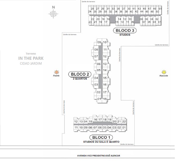 Master plan e implantação dos 3 blocos, Cidade Jardim Lote 2