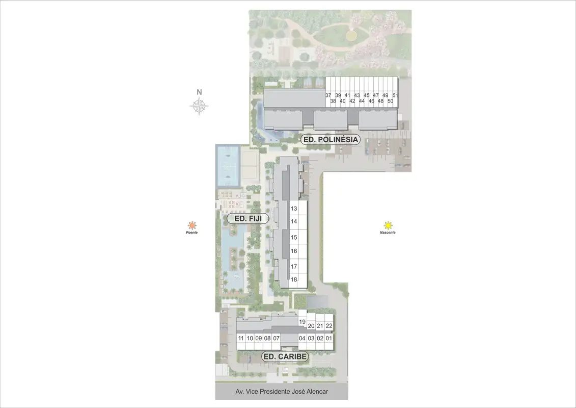 Masterplan do nível térreo, ON RESORT Cidade Jardim