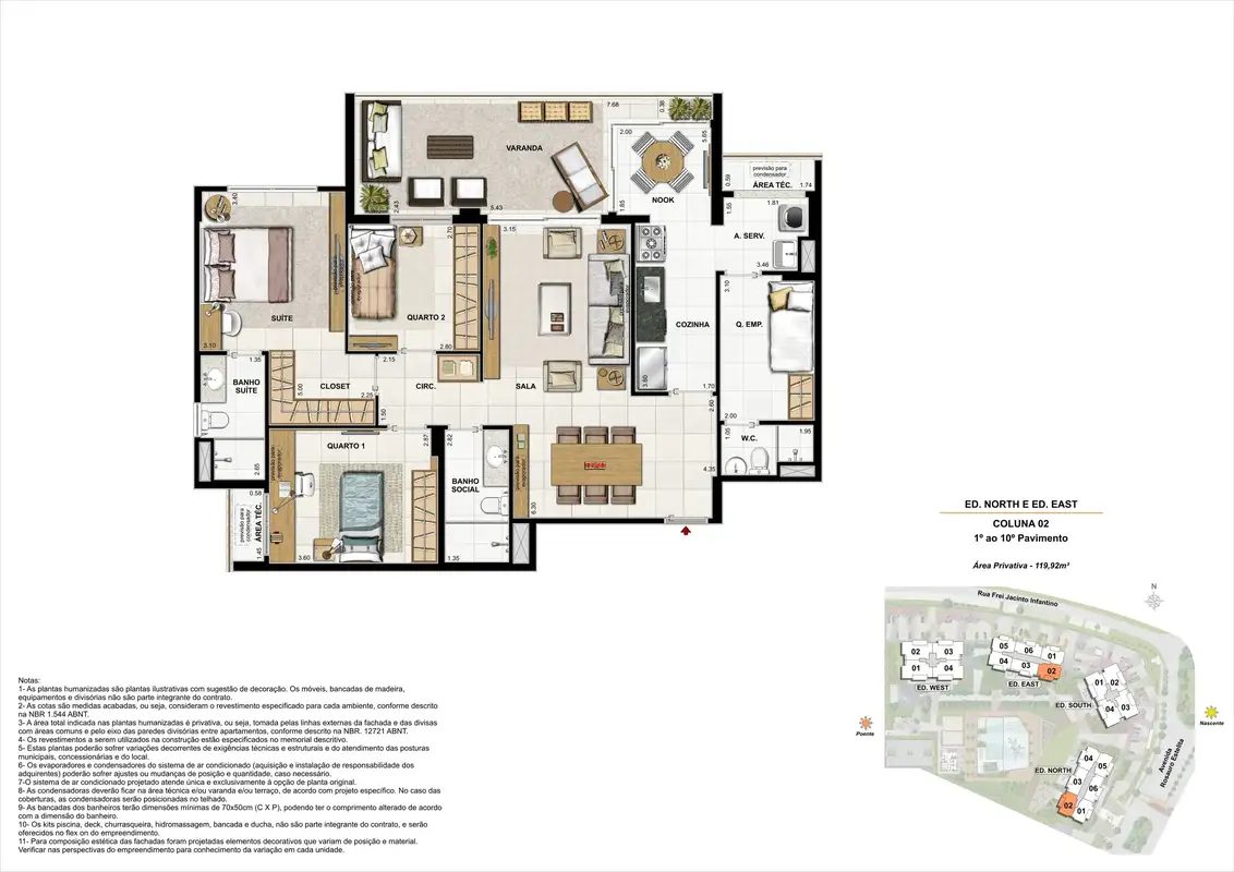 Latitud ED. North e ED. East Apartamento 119m² Coluna 02 (PAV. 01 a 10)