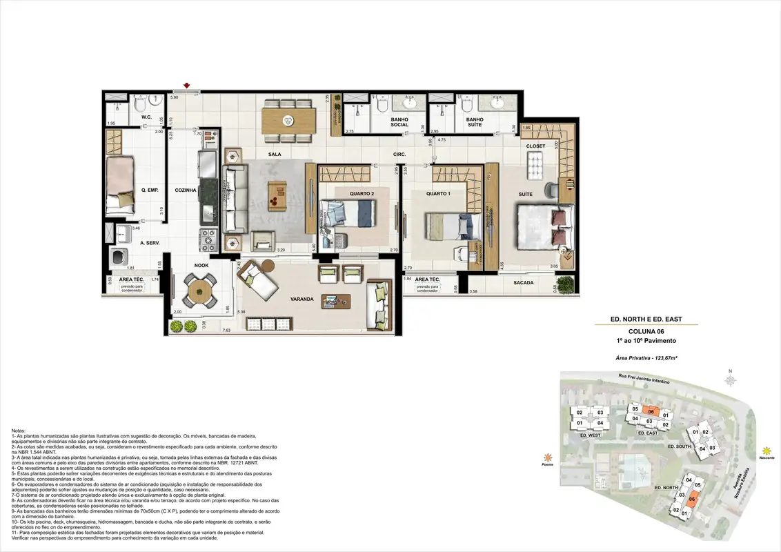 Latitud ED. North e ED. East Apartamento 123m² Coluna 06 (PAV. 01 a 10)