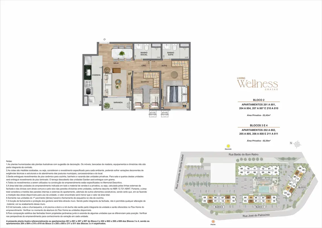 Planta: Apartamento 2 quartos · Bloco 2 · final 01