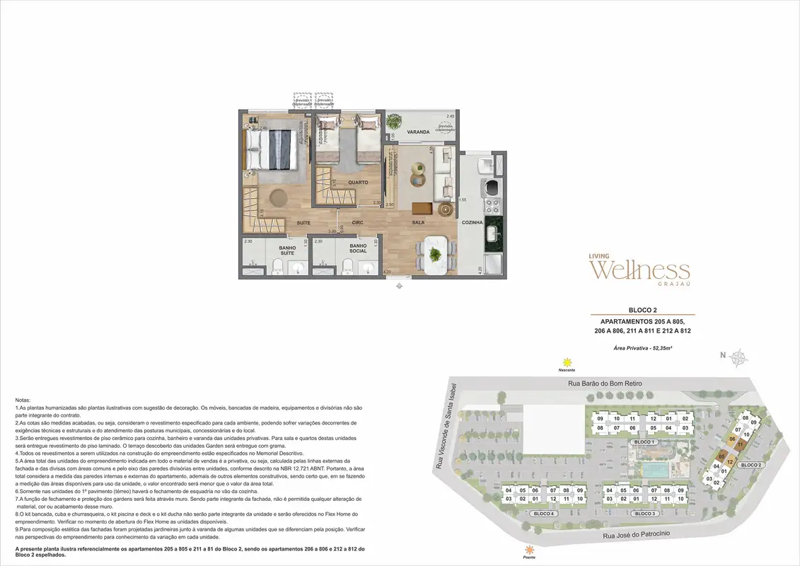 Planta: Apartamento 2 quartos · Bloco 2 · final 05