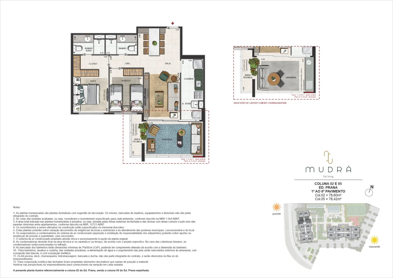 Planta ilustrativa · 2 quartos, 78,60m²