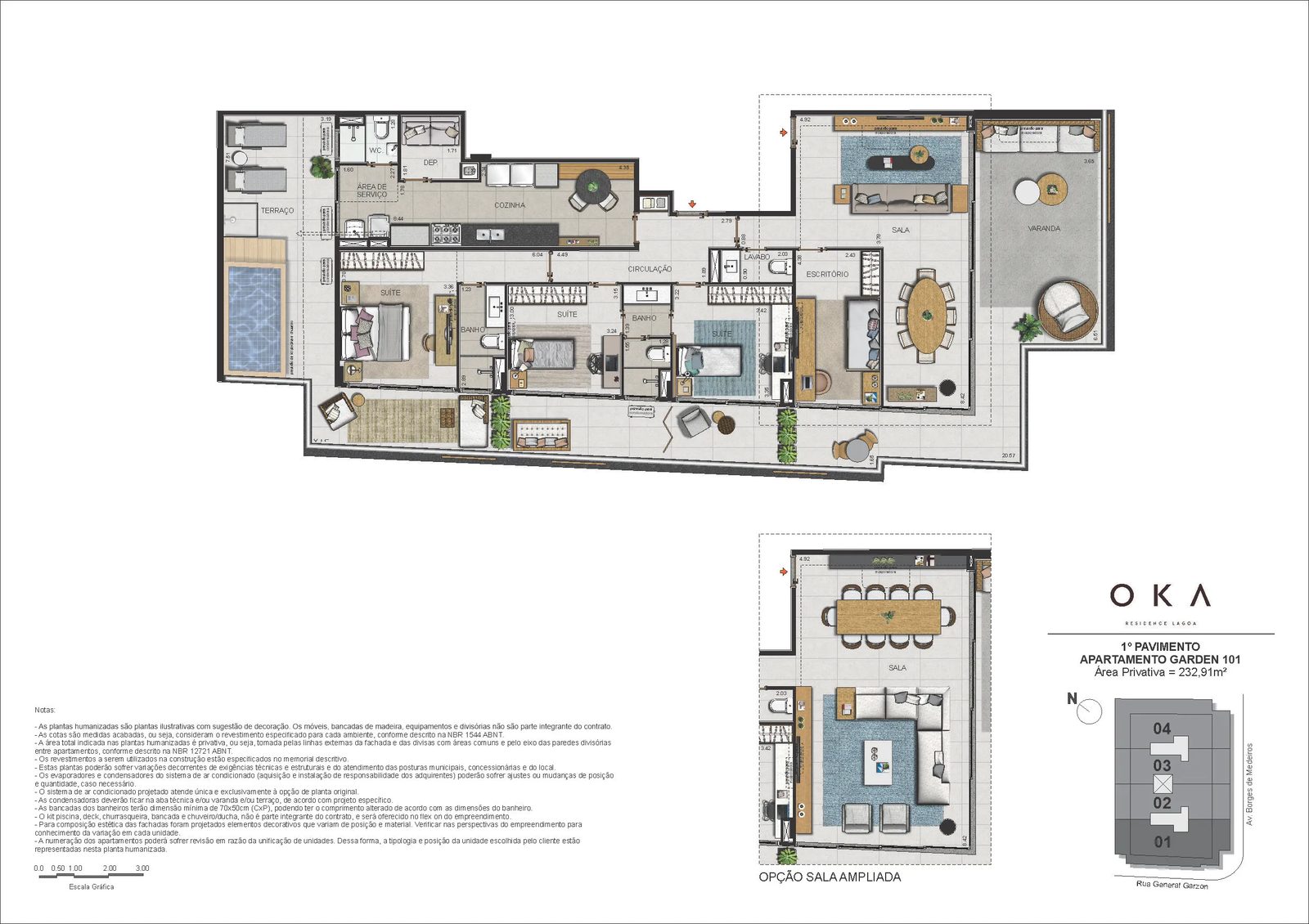 Planta ilustrativa · Garden Coluna 01, 232,91m²
