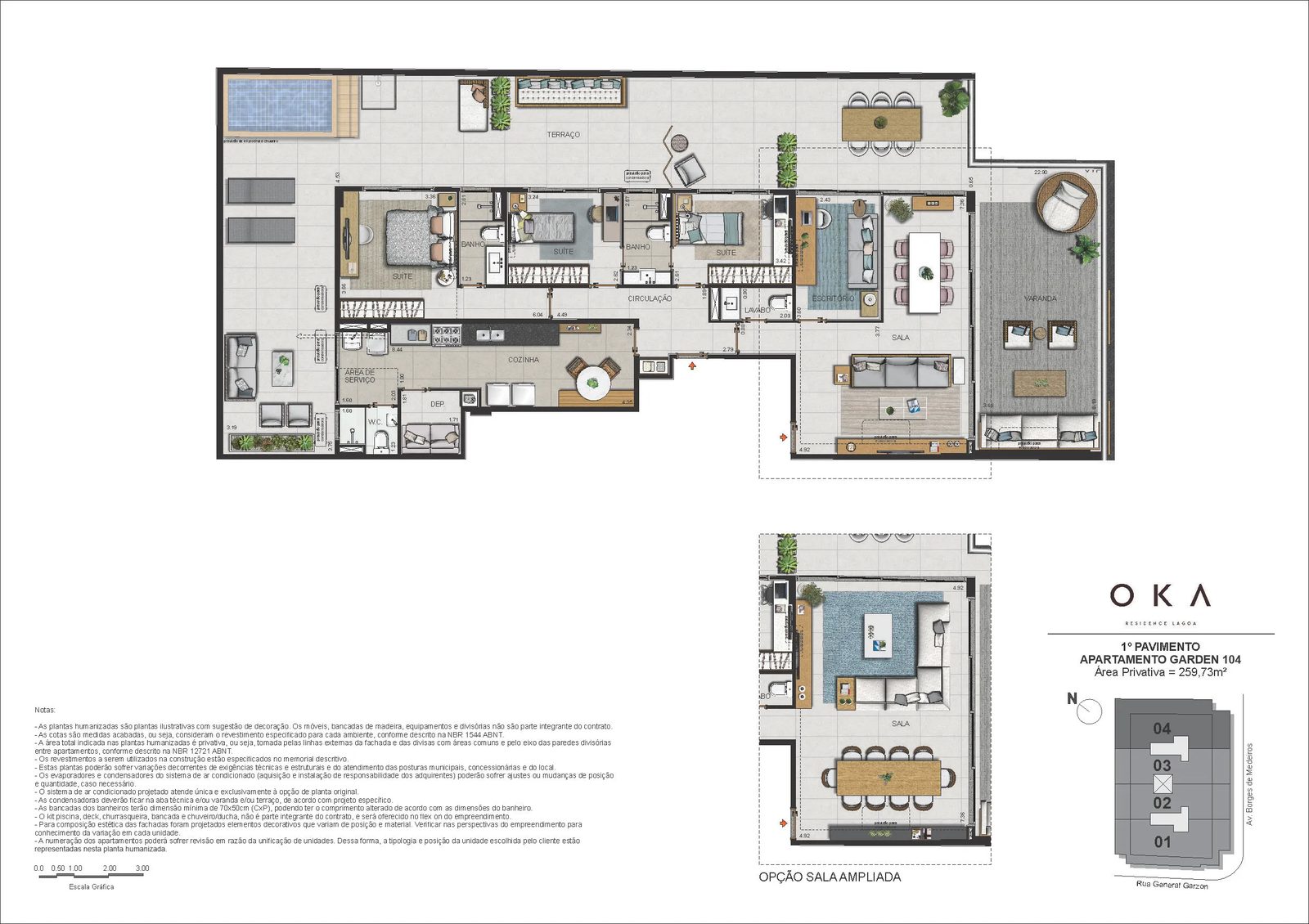 Planta ilustrativa · Garden Coluna 04, 259,73m²