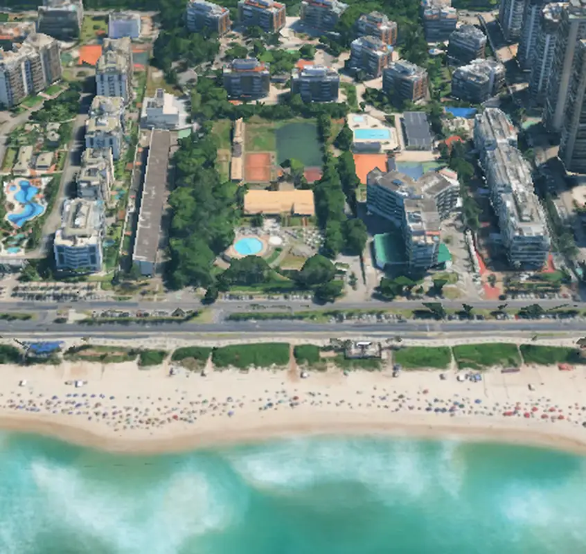 Vista aérea do terreno do antigo Riviera Country Club, frente-mar na Barra da Tijuca