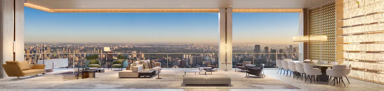 Living do apartamento de 284 m² no The One Oscar Freire