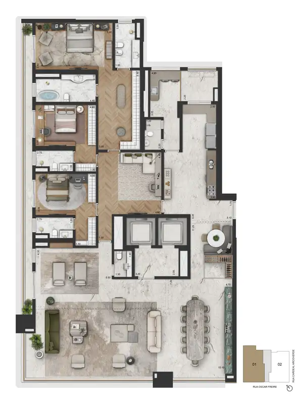 Planta 365,20 m² · opção decorada