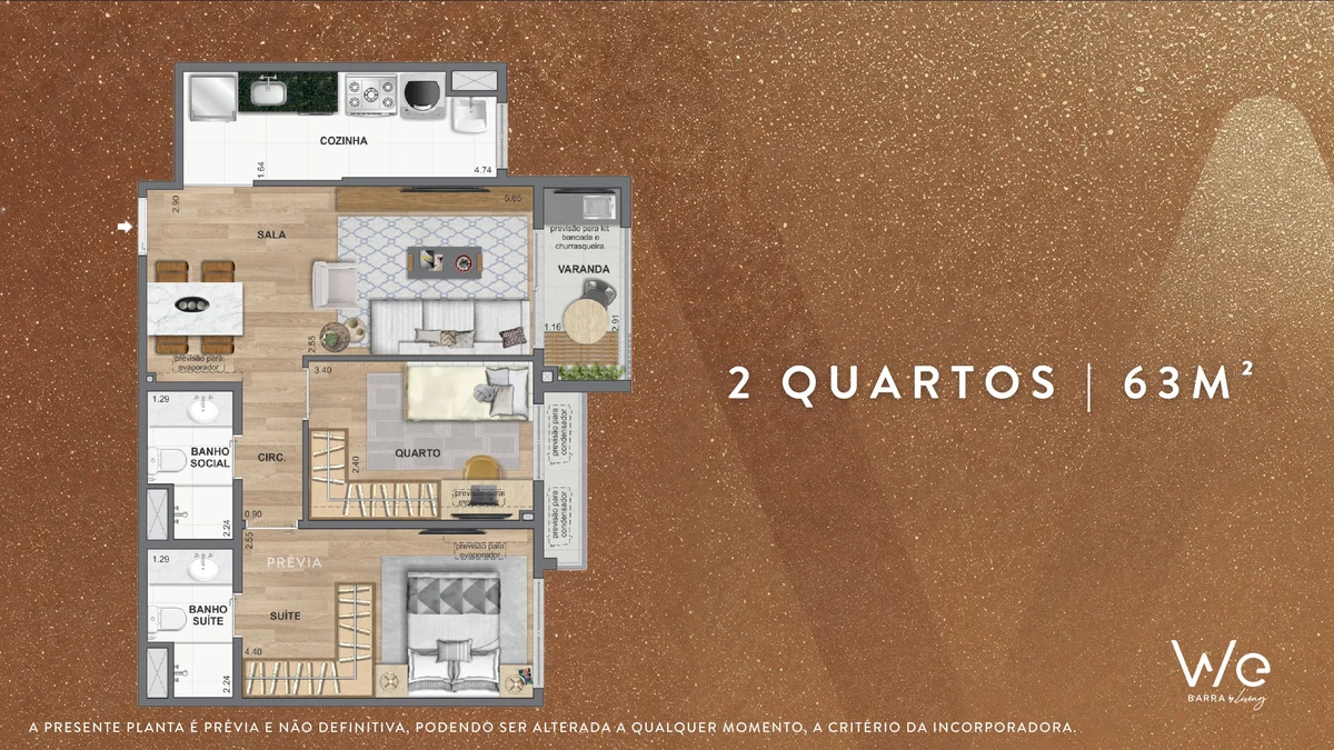 2 Quartos 63m² WE BARRA by Living