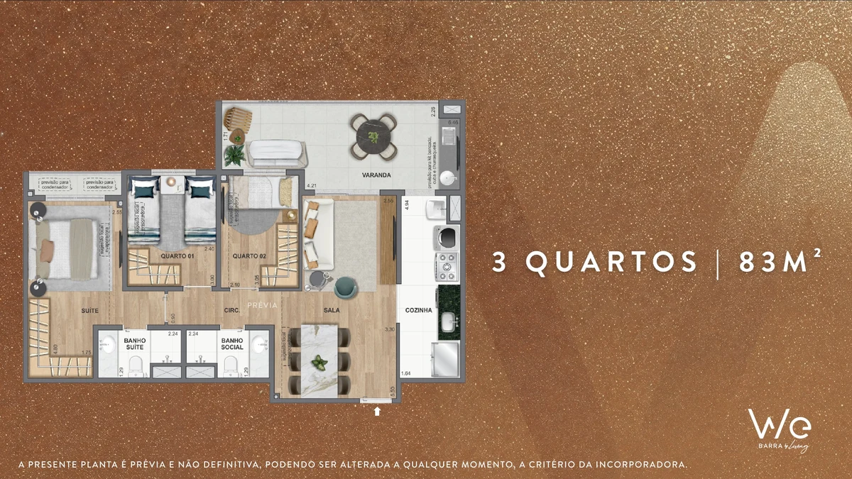 3 Quartos 83m² WE BARRA by Living