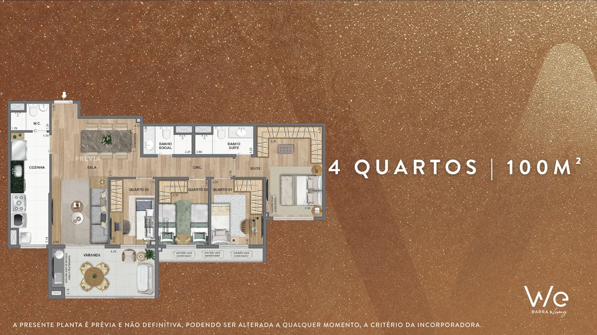 4 Quartos 100m² WE BARRA by Living