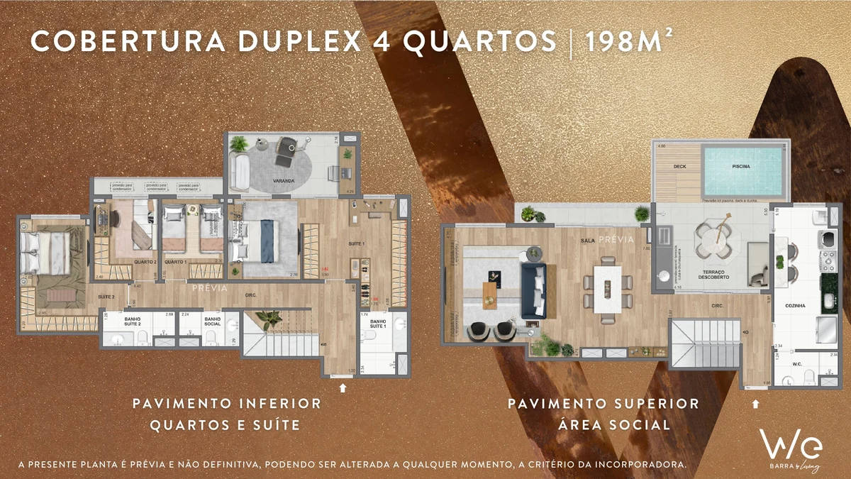 Cobertura Duplex 4 Quartos 198m² WE BARRA