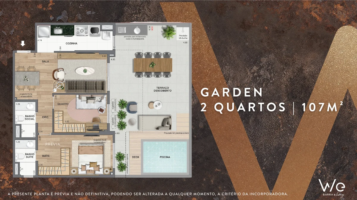 Garden 2 Quartos 107m² WE BARRA by Living