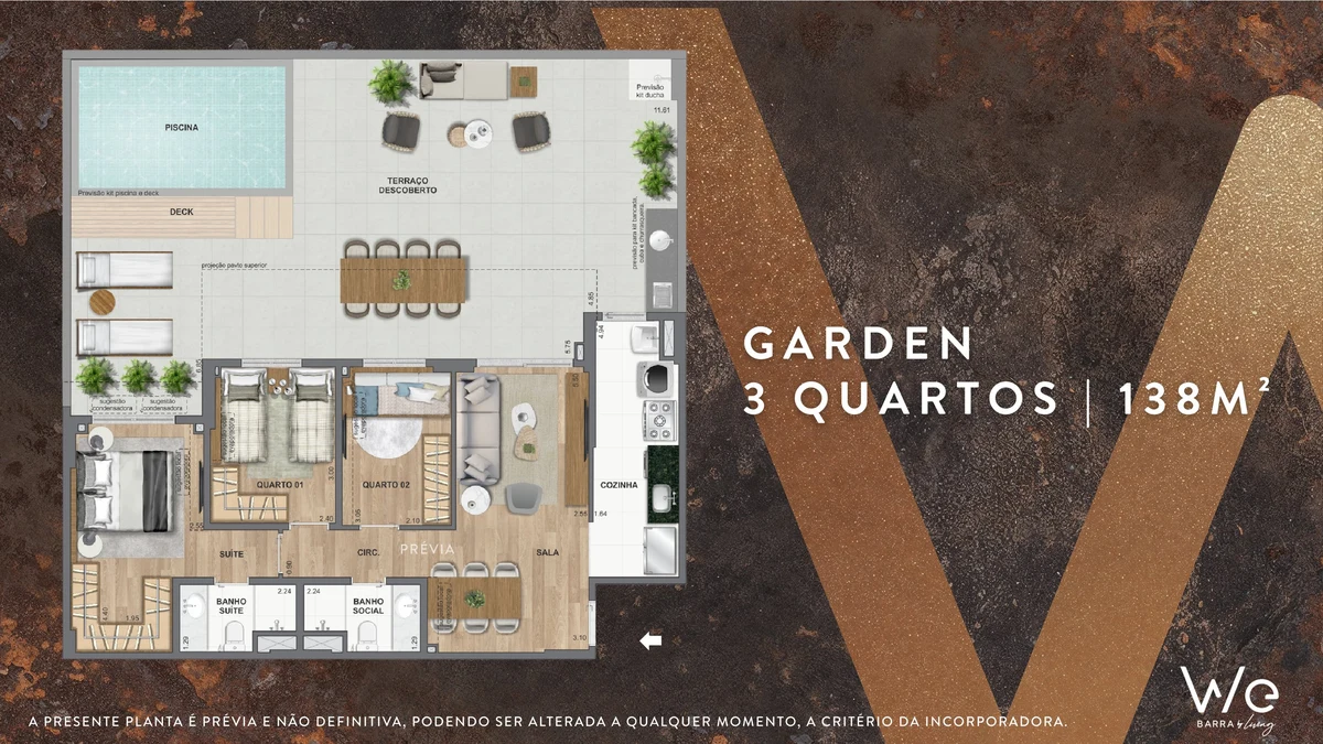 Garden 3 Quartos 138m² WE BARRA by Living